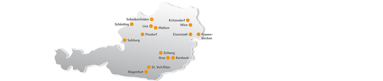 Das Bild zeigt die Standorte der Ordenswerke in Österreich.