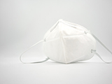 Disposal 3D air pollution or dust mask with adjustable metal noseclip isolated on white back ground and comfort strap.