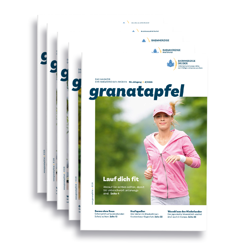 Das Bild zeigt mehrere Cover des GranatapfelMagazins