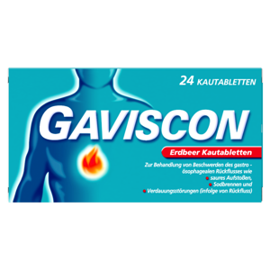 eine Packung Gaviscon Erdbeer Kautabletten
