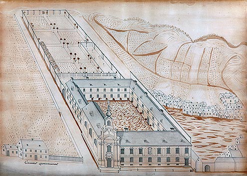 Das Bild zeigt das Krankenhaus Eisenstadt um 1800.