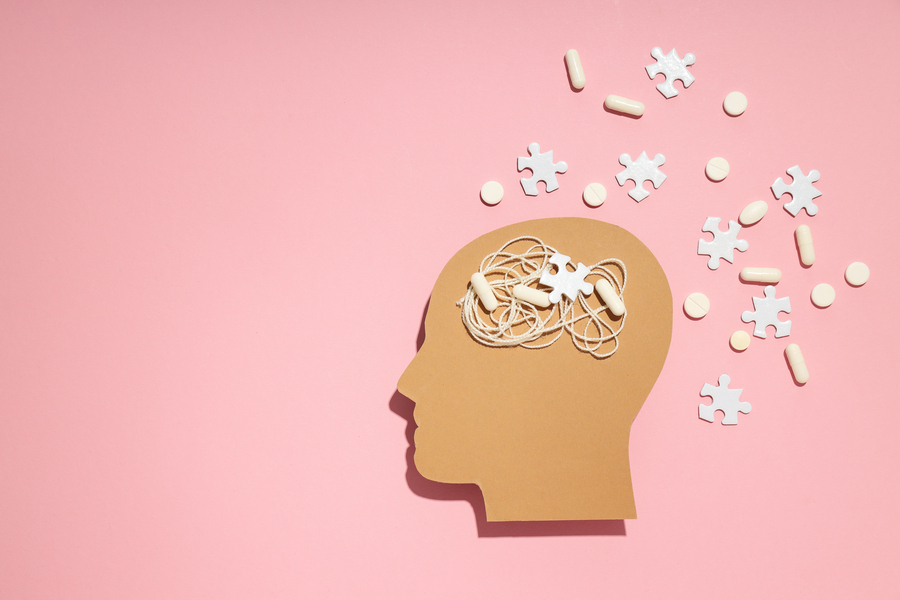 Dementia and parkinson's disease, ADHD, composition for head disease theme, space for text