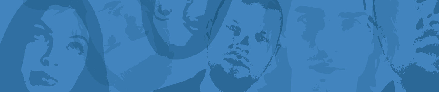 Das Bild zeigt stilisierte Köpfe in blau nach WALKABOUT CD