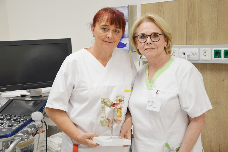 Praktikum im Krankenhaus / Barmherzige Brüder Cornelia Toth absolvierte ihr Praktikum zuletzt in der CED-Ambulanz des Krankenhauses der Barmherzigen Brüder St. Veit/Glan. Im Bild gemeinsam mit Study Nurse DGKP Monika Bresztowanszky.