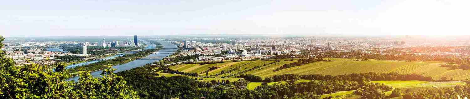 Das Bild zeigt ein Panorama von Wien.