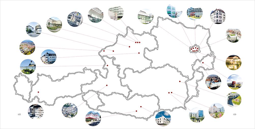 Buch „Gesichter des Glaubens – Hände der Hilfe“ – Standorte der 23 Ordensspitäler / Ordensgemeinschaften Österreich Das Bild zeigt das Buch „Gesichter des Glaubens – Hände der Hilfe“ – Standorte der 23 Ordensspitäler