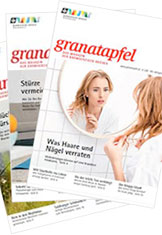 Das Bild zeigt drei Cover des Granatapfel Magazins.