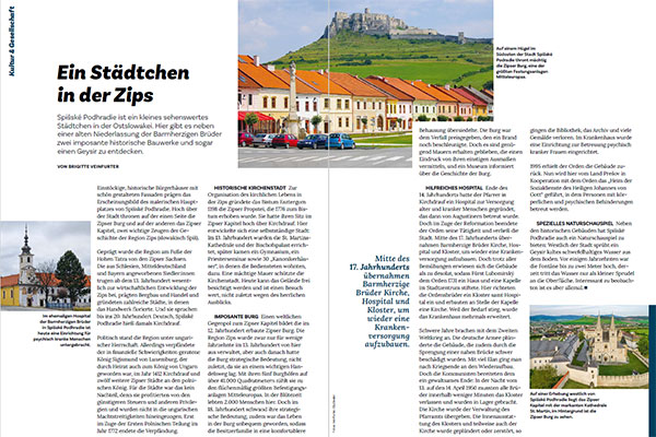 Artikel 'Ein Städtchen in der Zips' aus dem Granatapfel 10/2026 / Barmherzige Brüder Das Bild ist ein Link zum Artikel 'Ein Städtchen in der Zips'.