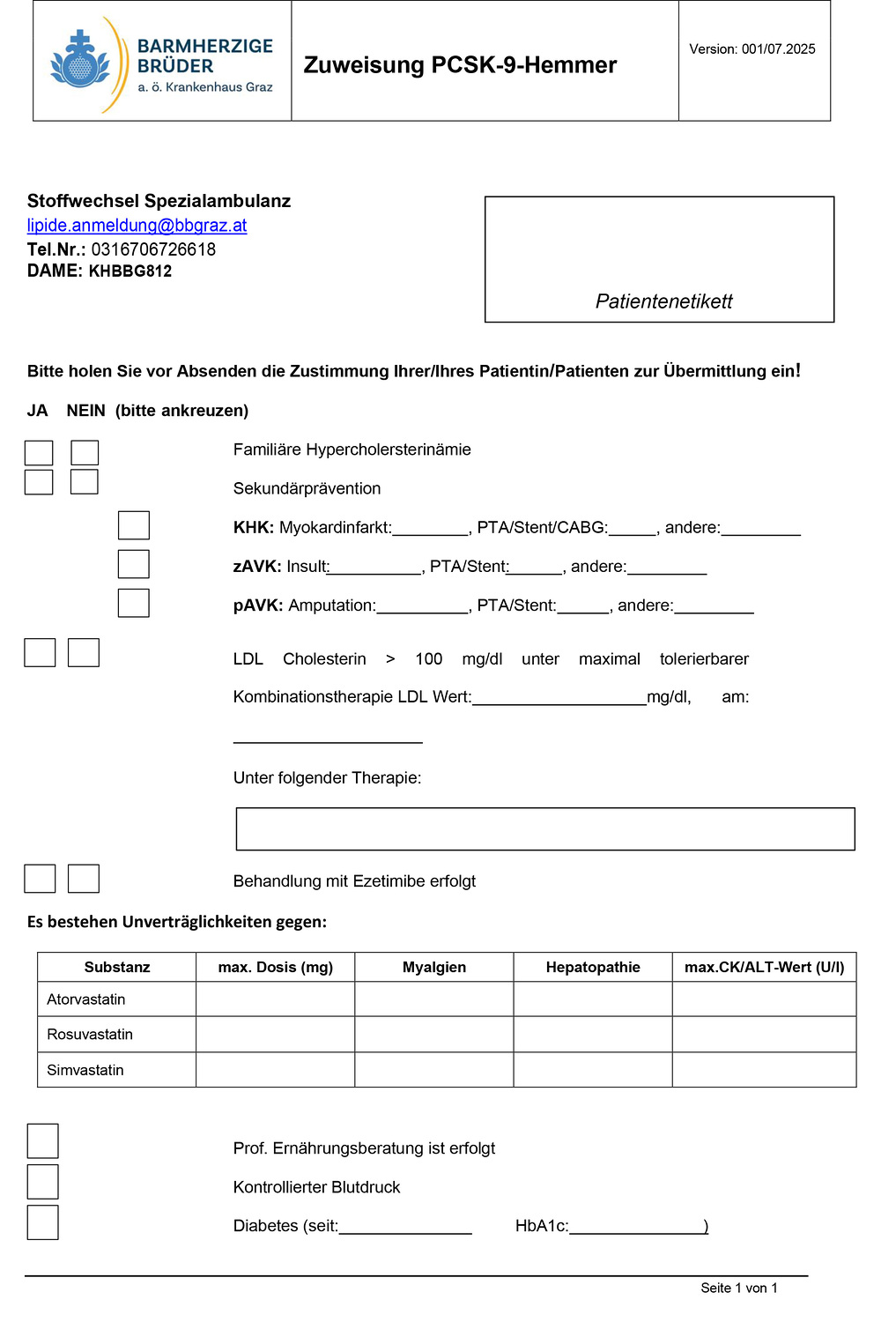 Formular Lipid Ambulanz