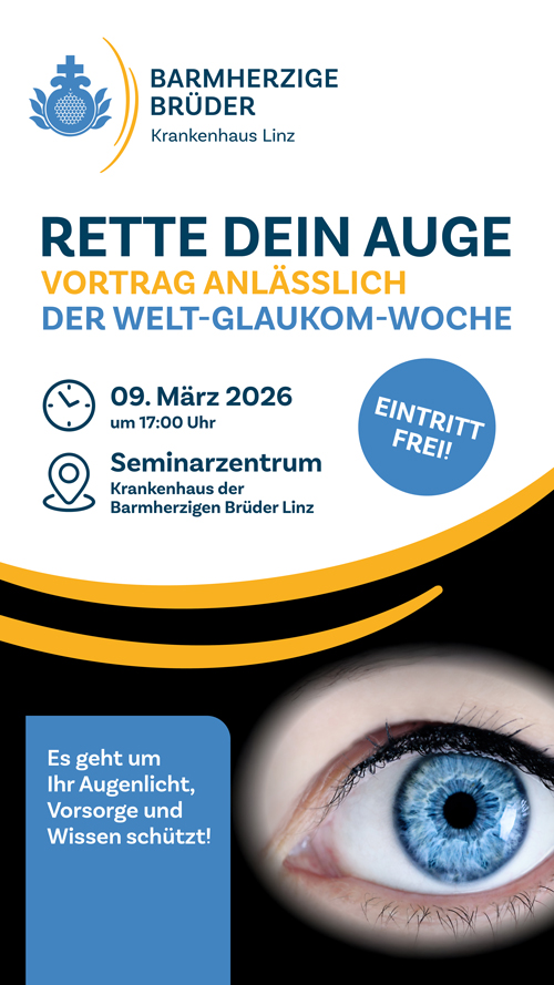 Der Vortrag findet am 09. März 2026 um 17:00 Uhr im Seminarzentrum des Krankenhauses der Barmherzigen Brüder statt. Keine Voranmeldung notwendig. Eintritt frei!