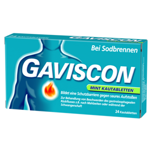 eine Packung Gaviscon Mint Kautabletten
