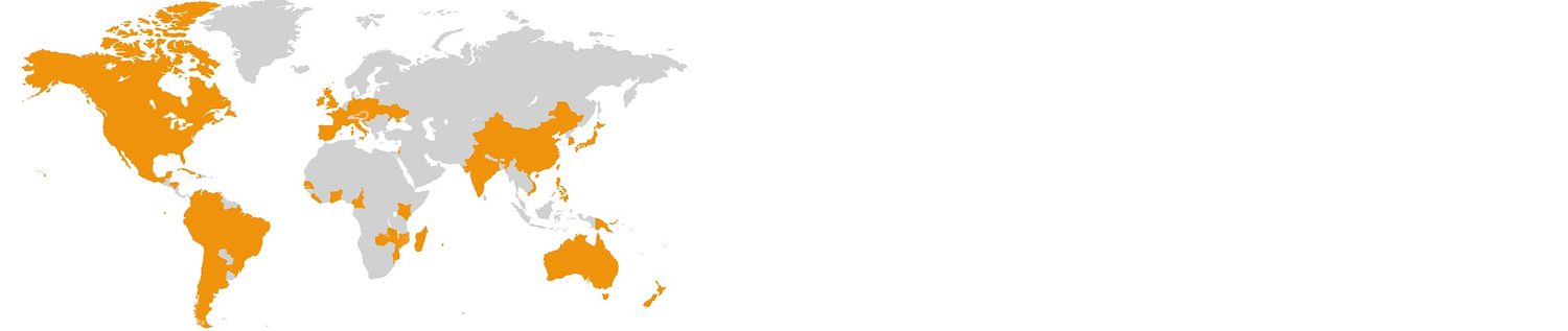 Das Bild zeigt eine Landkarte mit den Ländern, in denen der Orden der Barmherzigen Brüder vertreten ist.