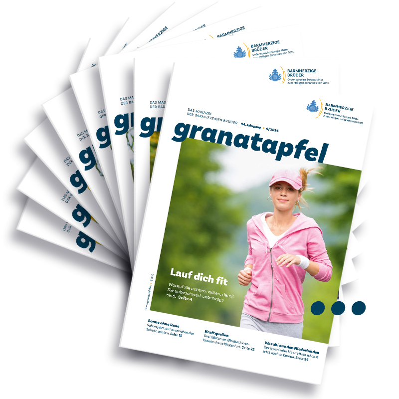 Das Bild zeigt mehrere Cover des GranatapfelMagazins