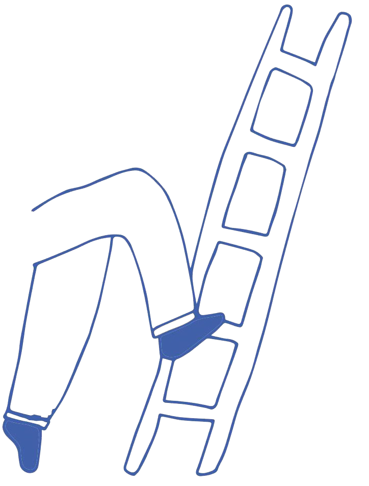 Beine die eine Leiter hochsteigen