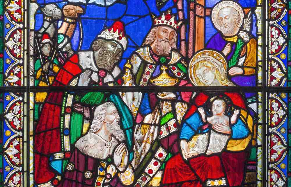 Das Bild zeigt den Besuch der drei Magier an der Krippe – St. James's Church, Clerkenwell, London.