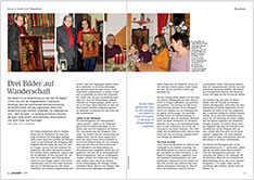 Das Bild zeigt den Artikel 'Drei Bilder auf Wanderschaft' im Granatapfel-Magazin der Barmherzige Brüder, Ausgabe 12-2021.