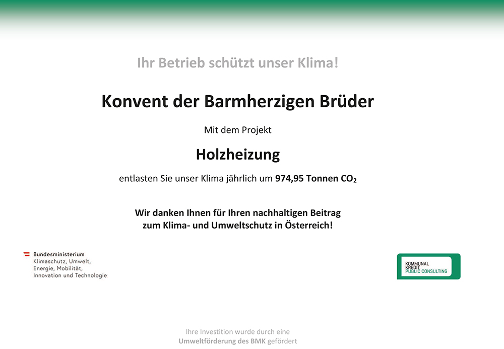Das Bild zeigt die Auszeichnung für Nachhaltige Klimaentlastung