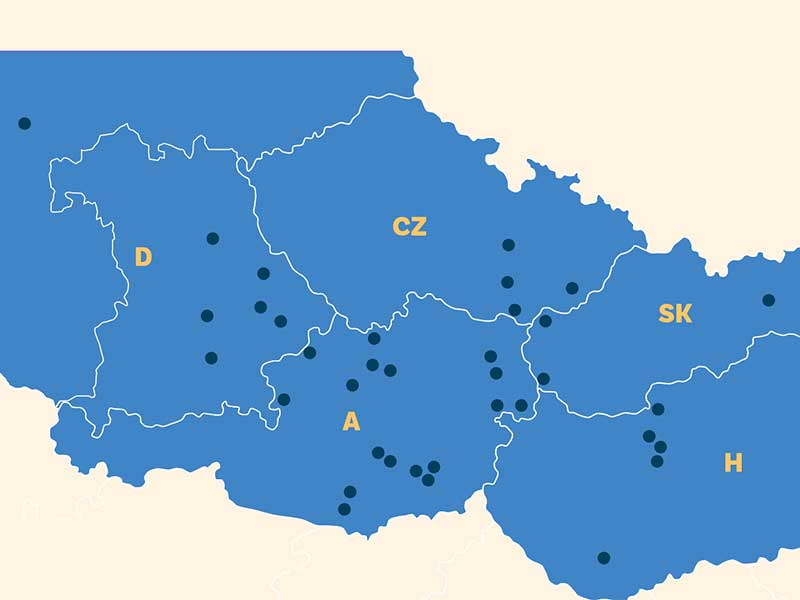 Das Bild zeigt die neue Ordensprovinz 'Europa Mitte', die sich über fünf mitteleuropäische Staaten  erstreckt.