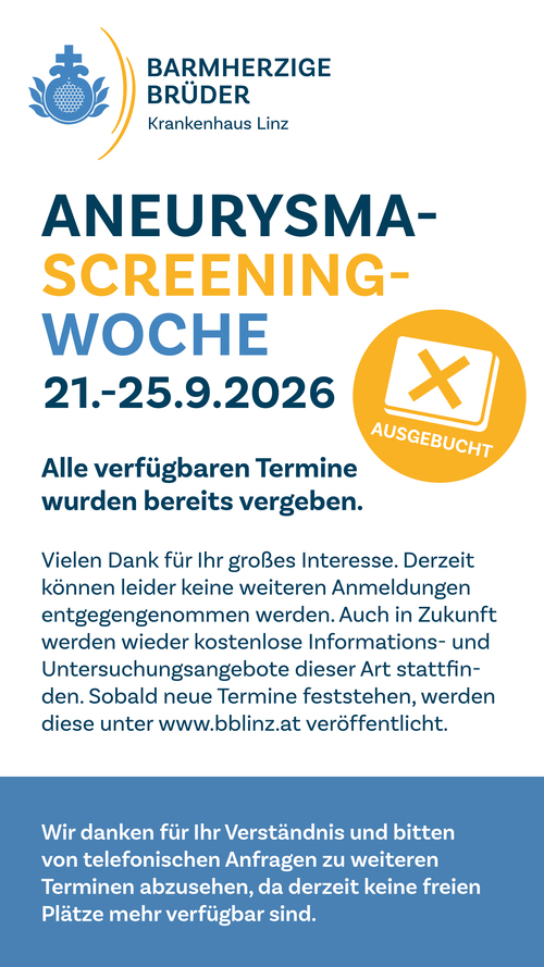 Alle verfügbaren Termine  wurden bereits vergeben.  Vielen Dank für Ihr großes Interesse. Derzeit können leider keine weiteren Anmeldungen entgegengenommen werden. Auch in Zukunft werden wieder kostenlose Informations- und Untersuchungsangebote diese