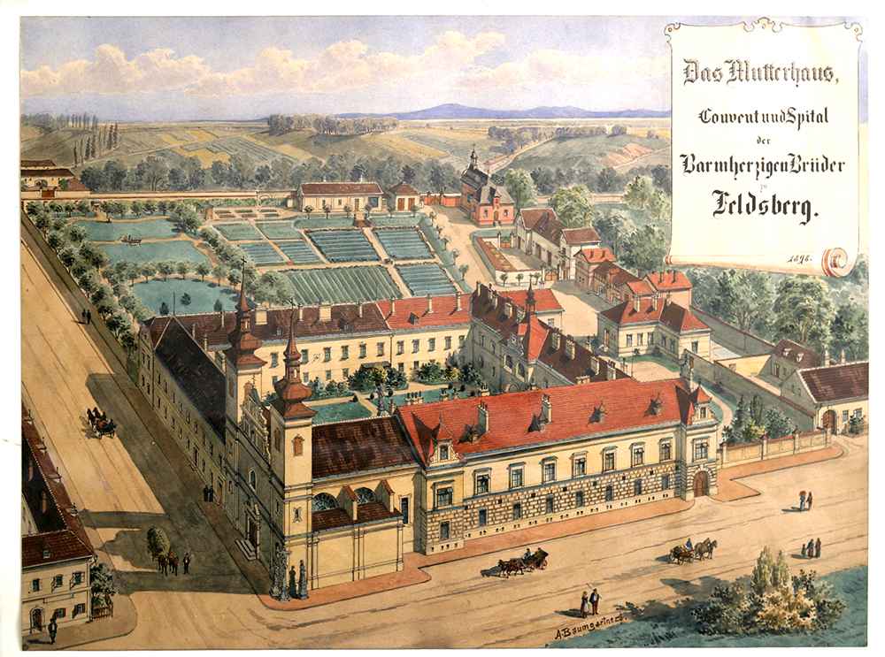 Das Bild zeigt das Das Ordenswerk in Feldsberg in einer Ansicht aus dem Jahr 1893.