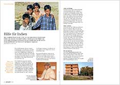 Das Bild zeigt den Artikel 'Hilfe für Indien' im Granatapfel-Magazin der Barmherzige Brüder, Ausgabe 10-2021.
