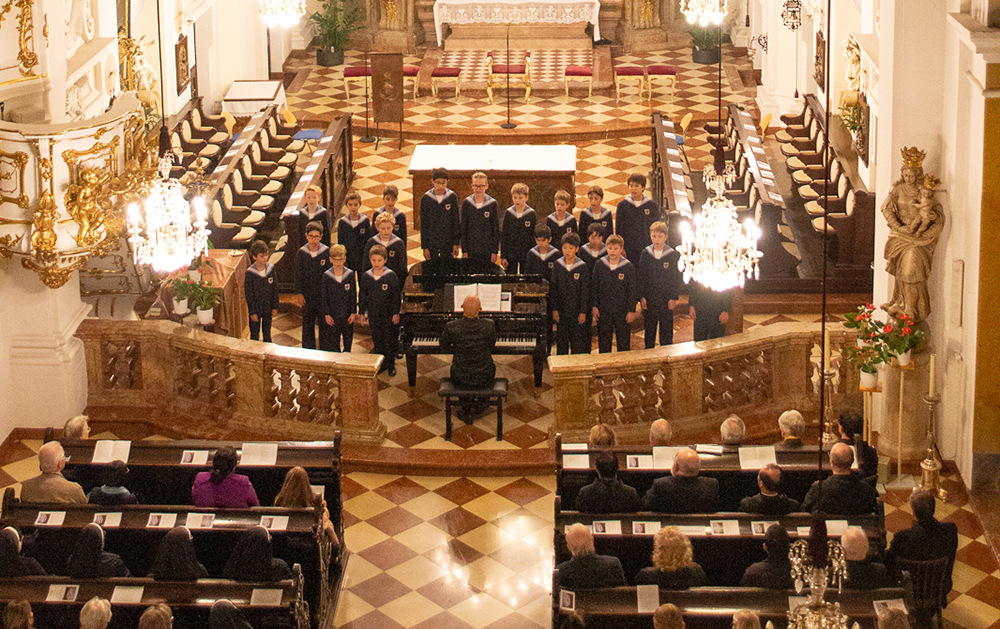Blick von der Orgelempore in den Kirchenraum.