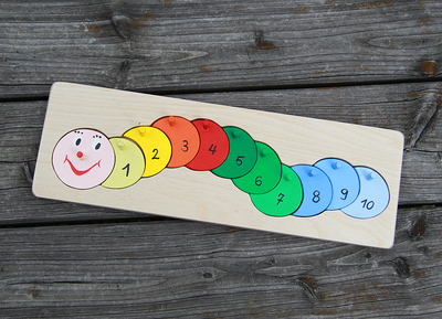 Holzspiel für Kinder - Wurm mit Zahlen